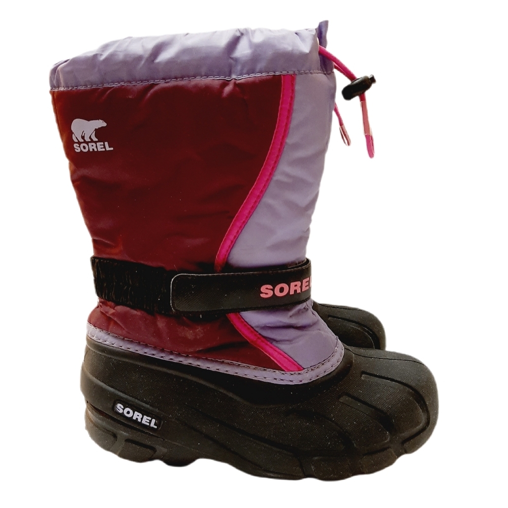 SOREL Flurry Youth Winter Waterproof Boots Snow Warm Insulated Kids Purple Sz 3